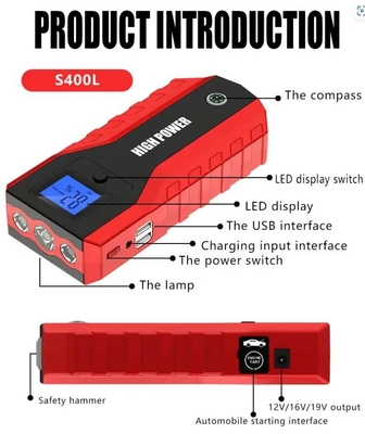 12V Taşınabilir Araç Akü Takviyeli Marş Otomatik Güç Kaynağı Bankası 10000mAh Pil Şarj Cihazı