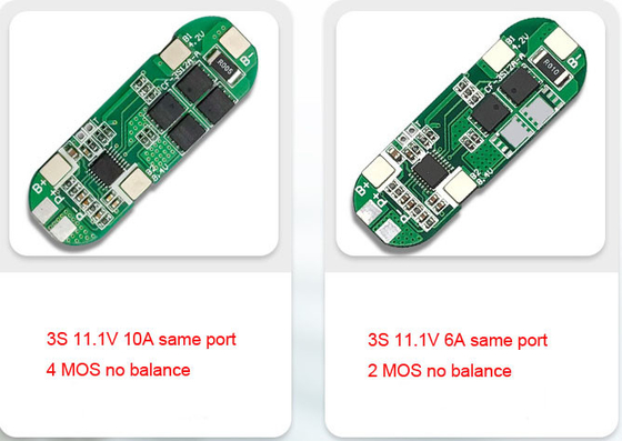 3S 6A 10A Li Ion 18650 BMS Pcm Pil Koruma Levhası 11.1V 12V 12.6V