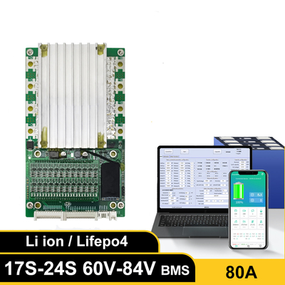Akıllı Pil Koruma Kartı, BMS dengeleyicili 17S-24S 80A BT UART 60V 72V ile