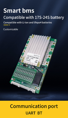 Akıllı Pil Koruma Kartı, BMS dengeleyicili 17S-24S 80A BT UART 60V 72V ile