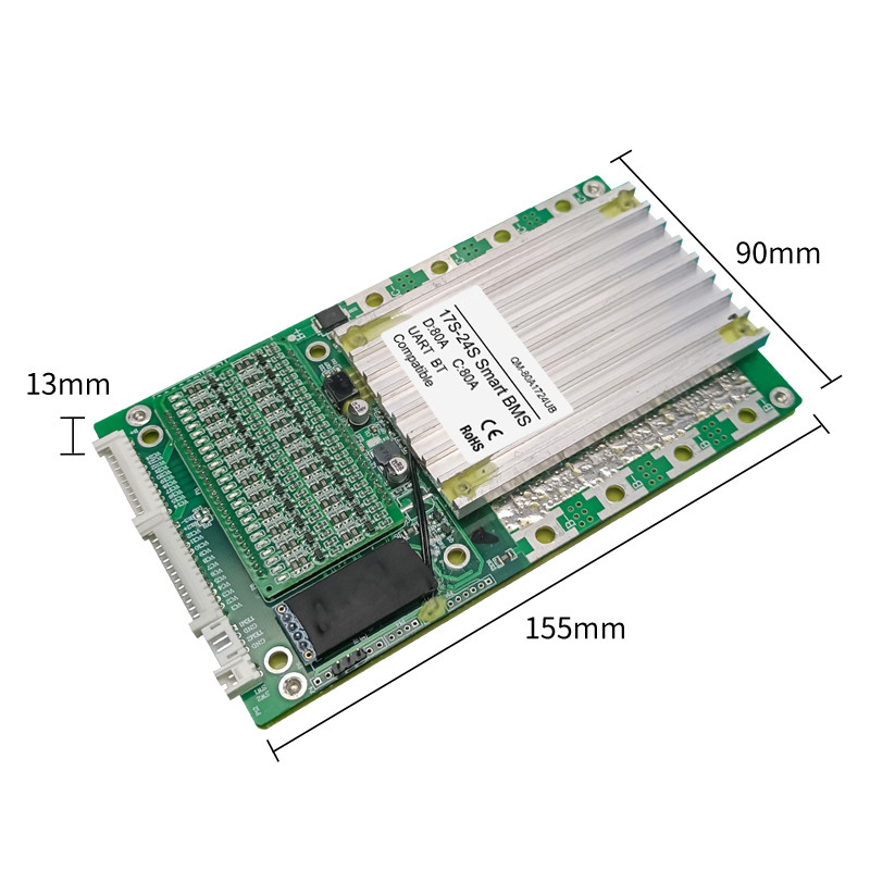 Akıllı Pil Koruma Kartı, BMS dengeleyicili 17S-24S 80A BT UART 60V 72V ile